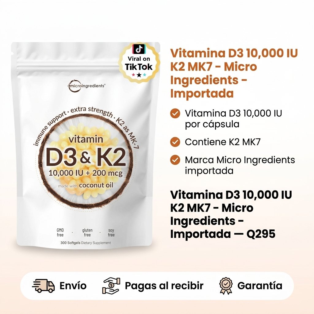 Vitamina D3 10,000 IU K2 MK7 - Micro Ingredients - Importada – Image 5