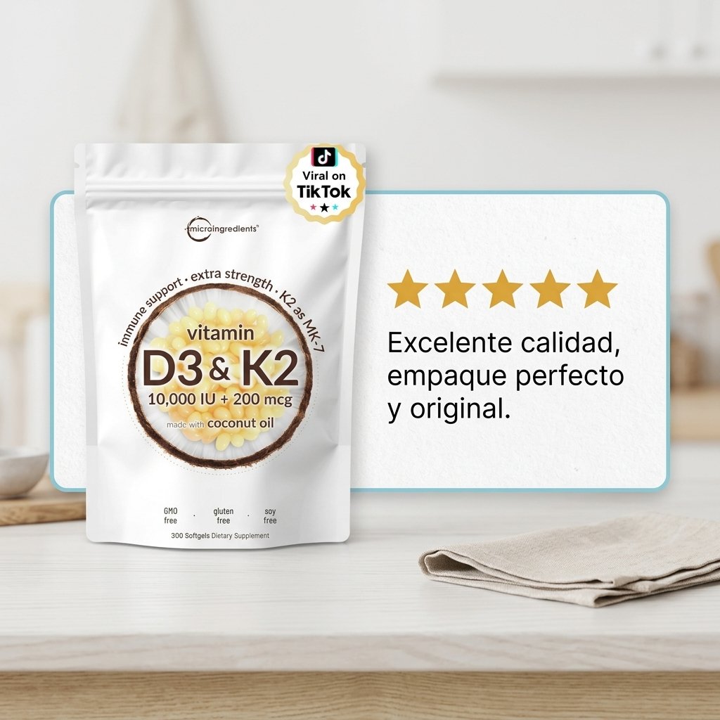 Vitamina D3 10,000 IU K2 MK7 - Micro Ingredients - Importada – Image 7