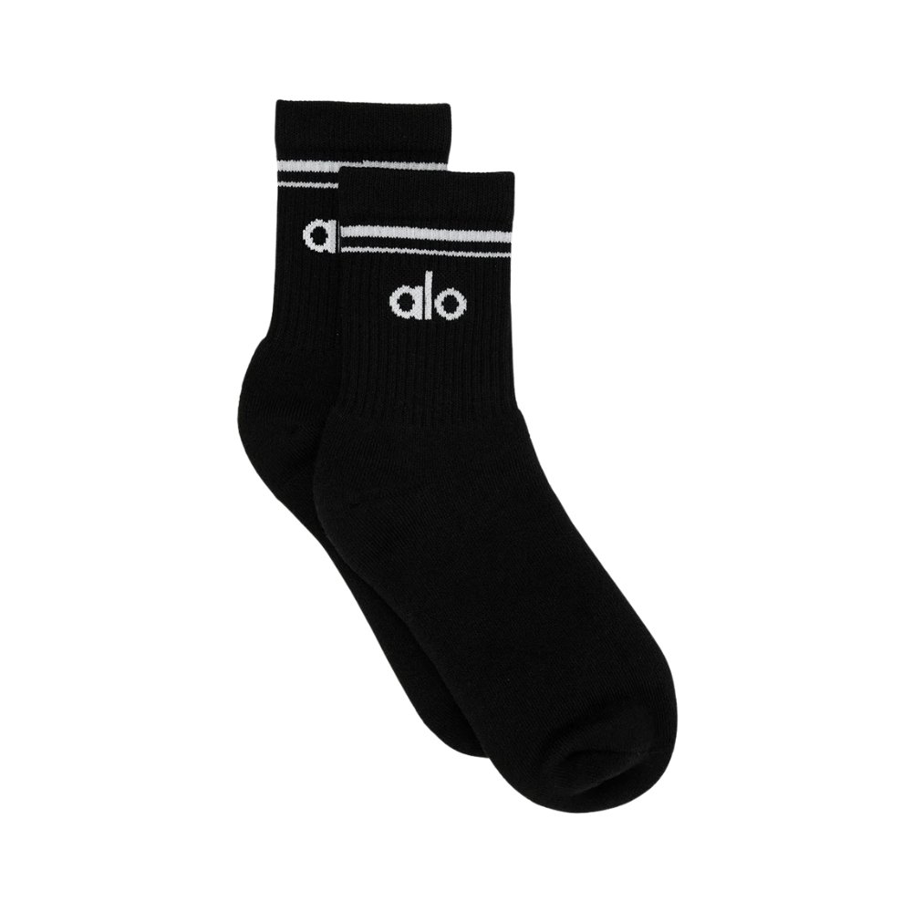 Calcetines ALO - Unisex Half-Crew Negro / Blanco