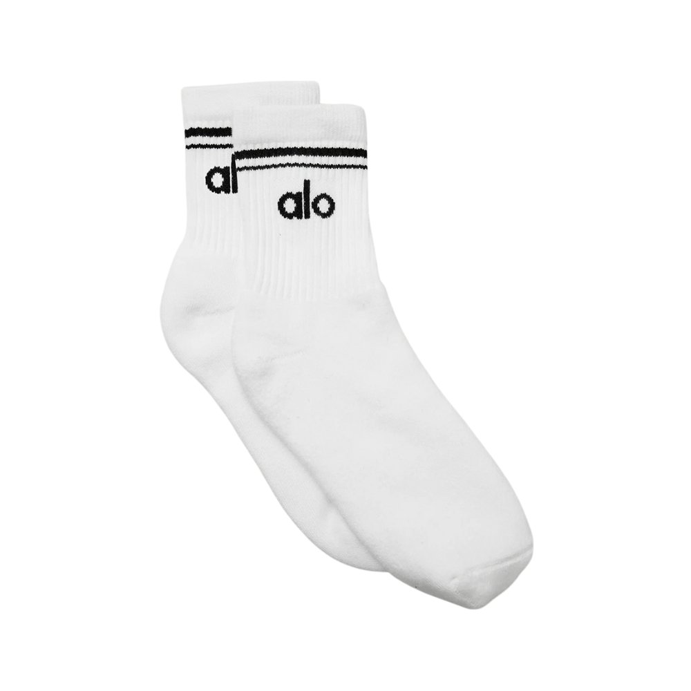 Calcetines ALO - Unisex Half-Crew Blanco / Negro
