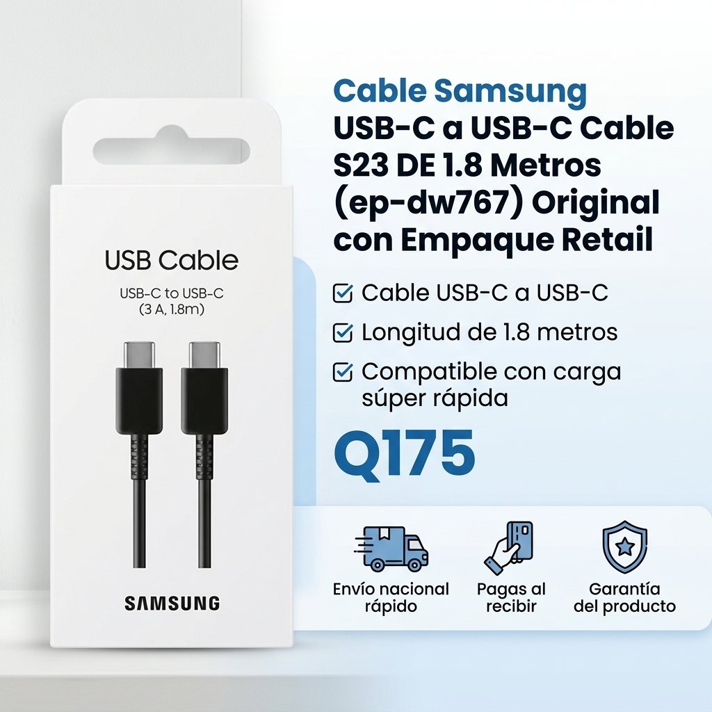 Cable Samsung USB-C a Usb0-c Cable S23 DE 1.8 Metros (ep-dw767) Original con Empaque Retail – Image 6