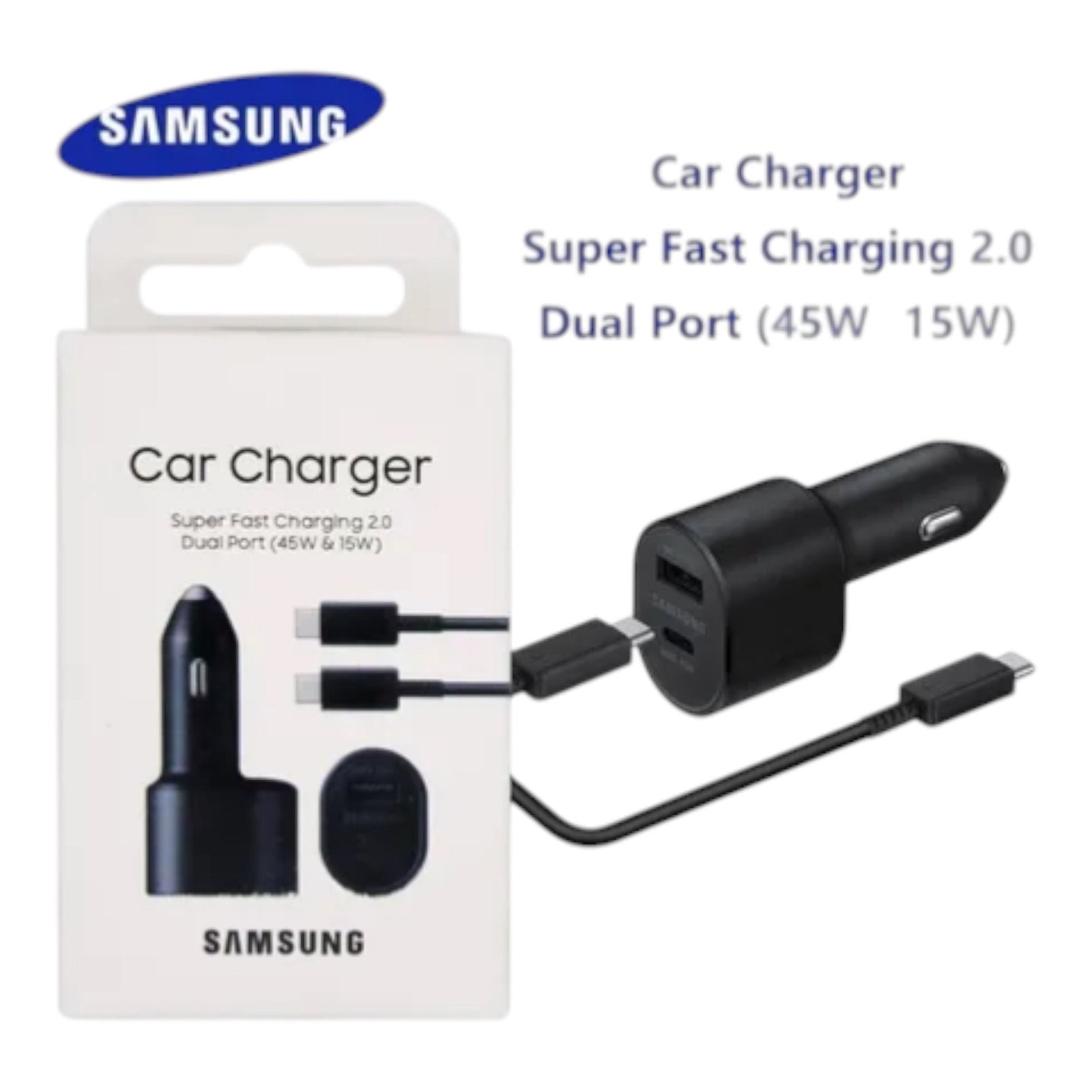 Cable Samsung Super Carga Rápida 2.0 Dual Port USB Normal y USB-C 45w y 15w (ep-l5300) Empaque Retai