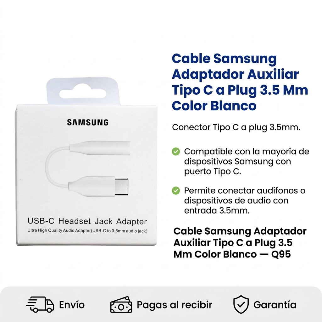Cable Samsung Adaptador Auxiliar Tipo C a Plug 3.5 Mm Color Blanco – Image 5