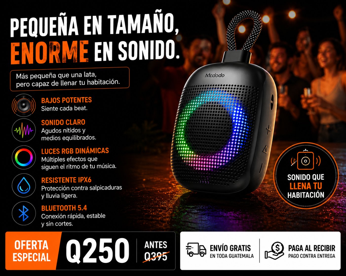 Accesorio McDodo ZENO Boomgo 1 Mini portable bocina Wireless Speaker Unbelievably Spacious Sound — foto 3