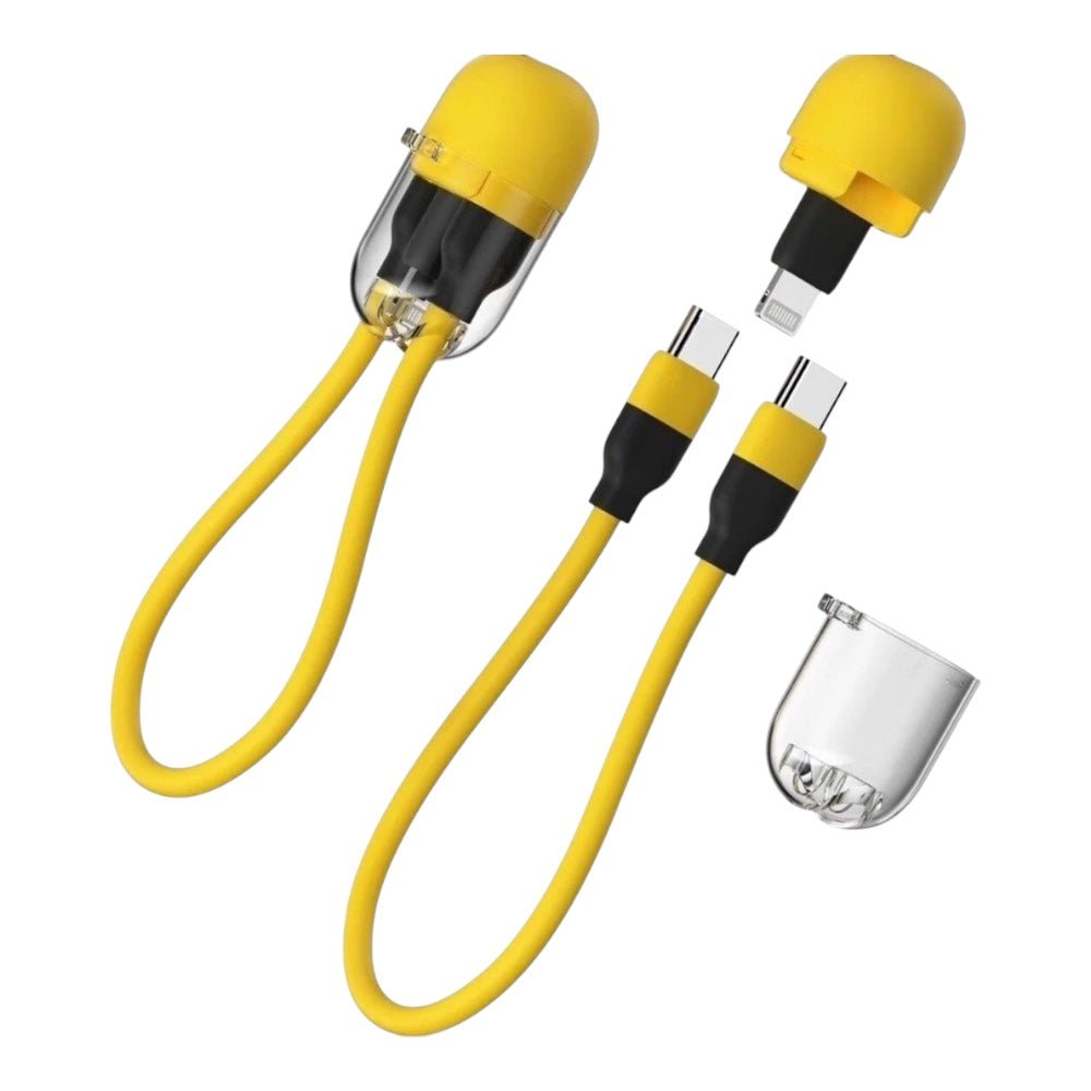 Cable Sharge Cable Capsula 20w Tipo C a Tipo C y Adaptador Lightning Color Amarillo