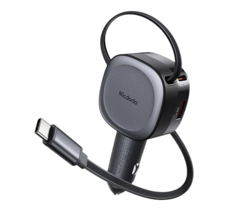 Cable McDodo Cc-1560 Cargador para Carro 75W con Cable Retráctil Integrado Serie Freego Negro