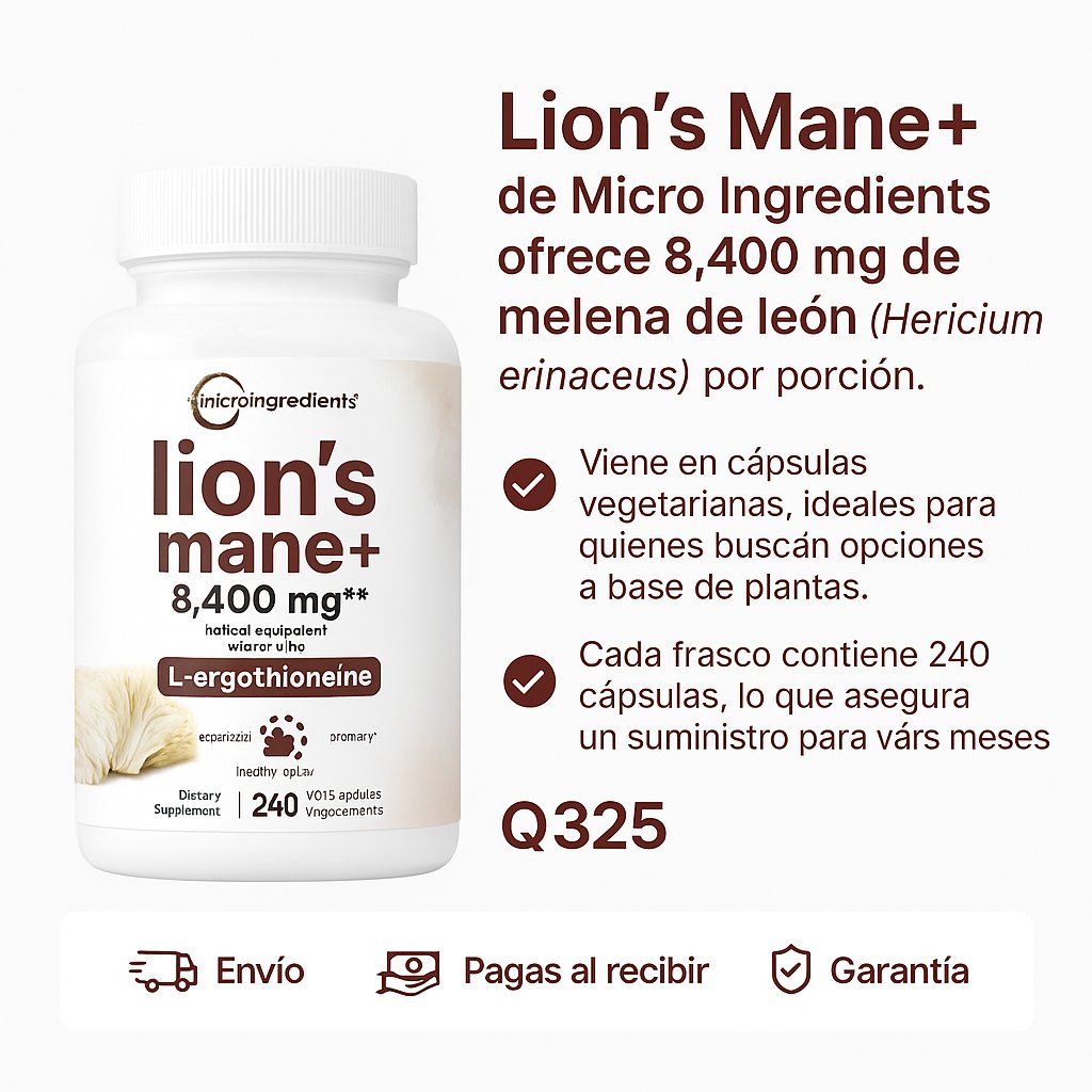 Lion's Mane+ Micro Ingredients 8,400mg — 240 Cápsulas Vegetarianas — foto 6