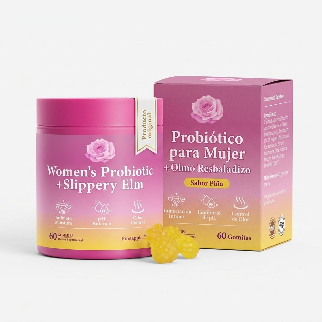 Women's Probiotic + Slippery Elm Pineapple Flavor — 60 Gummies — foto 3