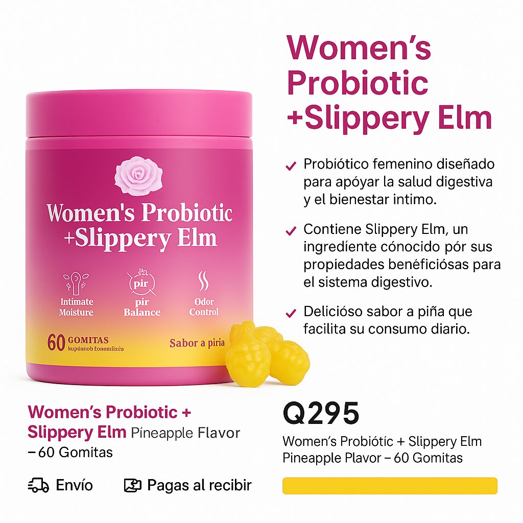 Women's Probiotic + Slippery Elm Pineapple Flavor — 60 Gummies — foto 6