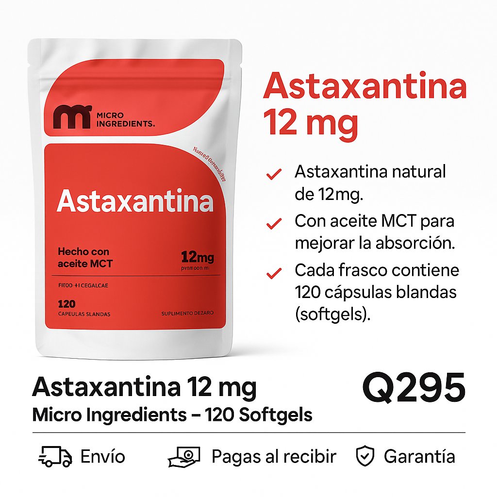 Astaxanthin 12mg Micro Ingredients — 120 Softgels — foto 6
