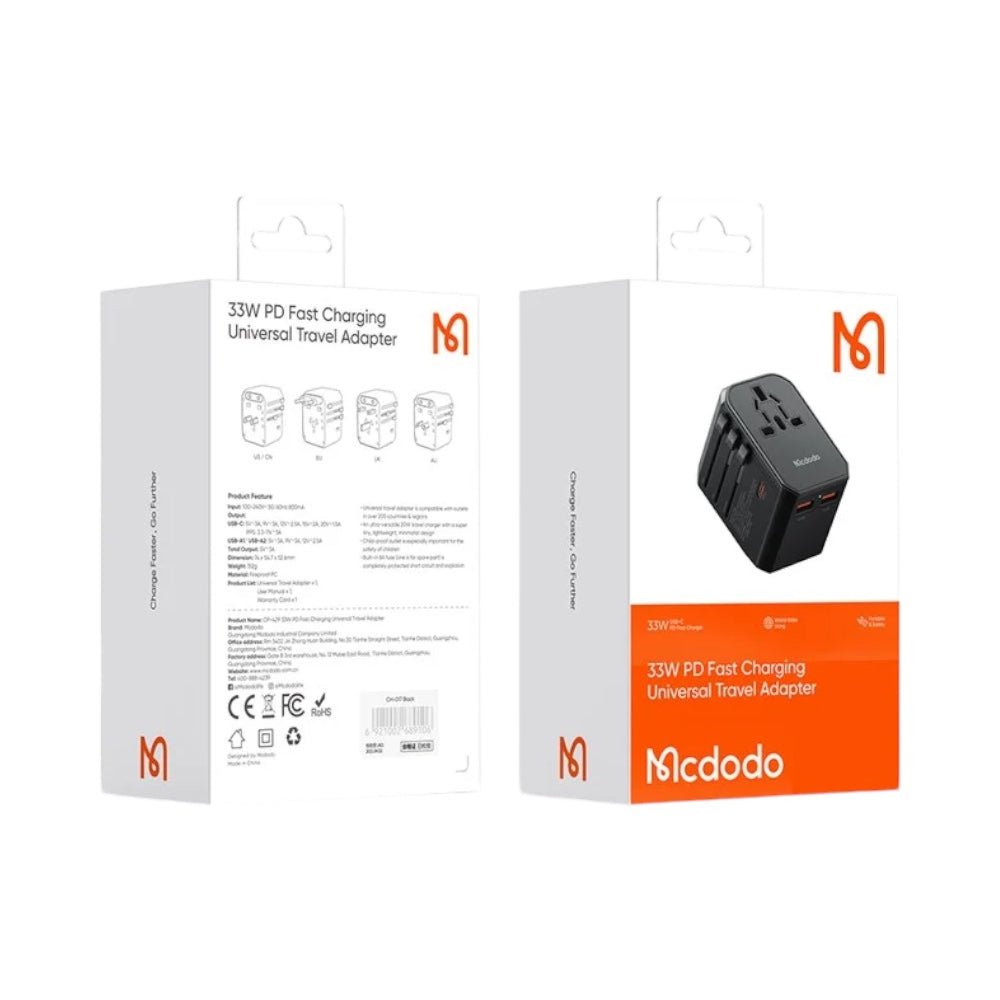 Cargador McDodo Cp-4290 Pared de Viaje Universal de 33w 3 Puertos Carga Rápida Color Negro — foto 3