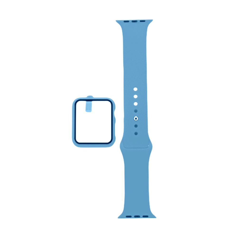 Accesorio El Rey Pulsera con Bumper y Protector de Pantalla Apple Watch 38 Mm Color Azul Capri