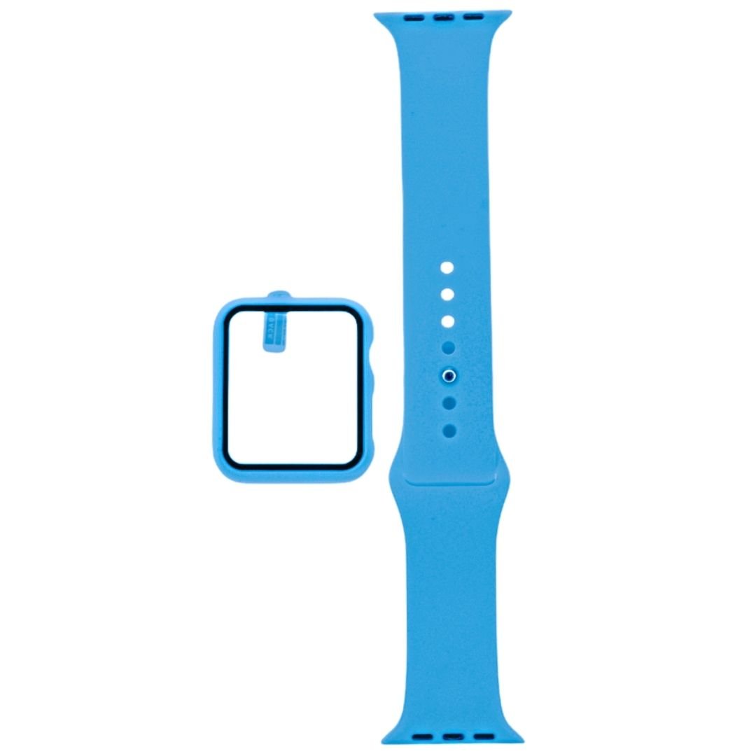 Accesorio El Rey Pulsera con Bumper y Protector de Pantalla Apple Watch 42 Mm Color Azul Capri
