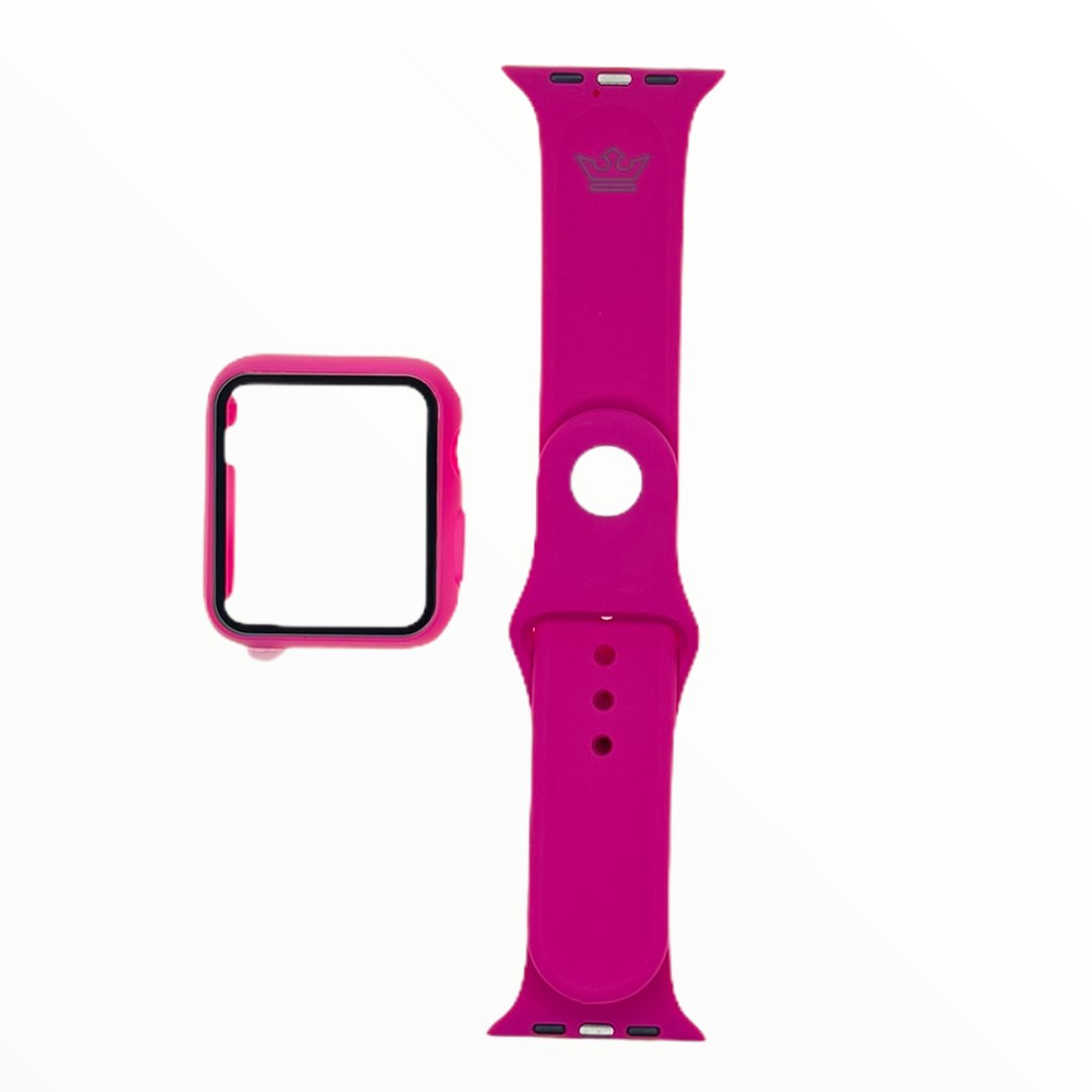 Accesorio El Rey Pulsera con Bumper y Protector de Pantalla Apple Watch 44 Mm Color Rojo Rosa — foto 3