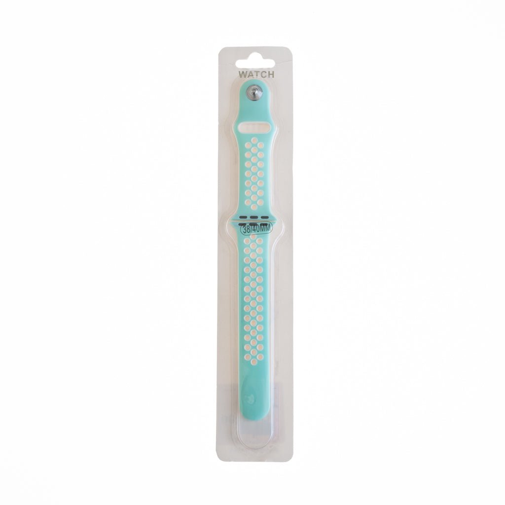 Accesorio El Rey Pulsera Tipo Nike Apple Watch 38 / 40 / 41 Mm Color Aqua / Blanco
