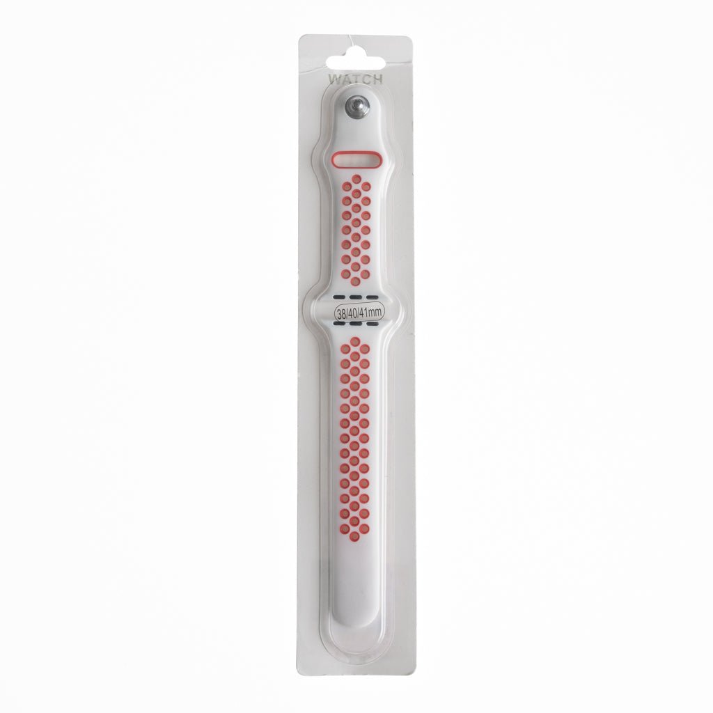 Accesorio El Rey Pulsera Tipo Nike Apple Watch 38 / 40 / 41 Mm Color Blanco / Rojo