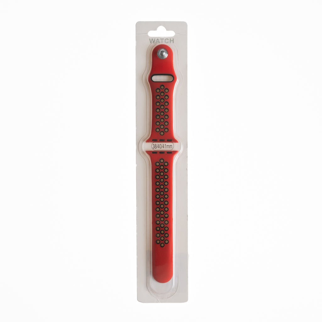 Accesorio El Rey Pulsera Tipo Nike Apple Watch 38 / 40 / 41 Mm Color Rojo / Negro