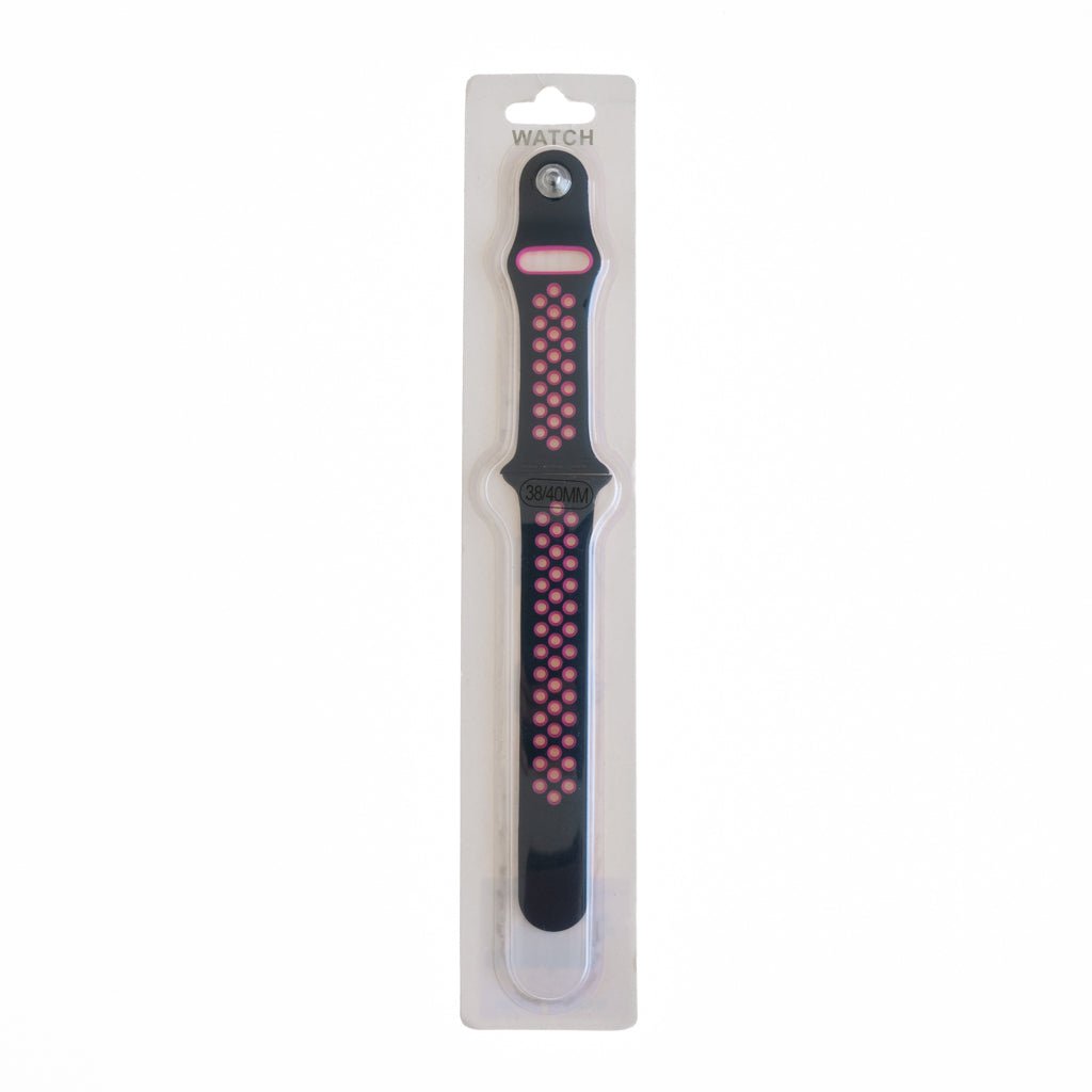 Accesorio el Rey Pulsera Tipo Nike Apple Watch 42 / 44 / 45 Mm Color Fucsia / Negro