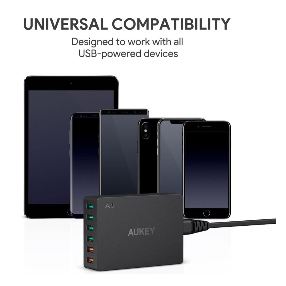 Cargador Aukey Estacion 6 Puertode 60w con Chip Intelite QC 3.0 USB Charging Station — foto 4
