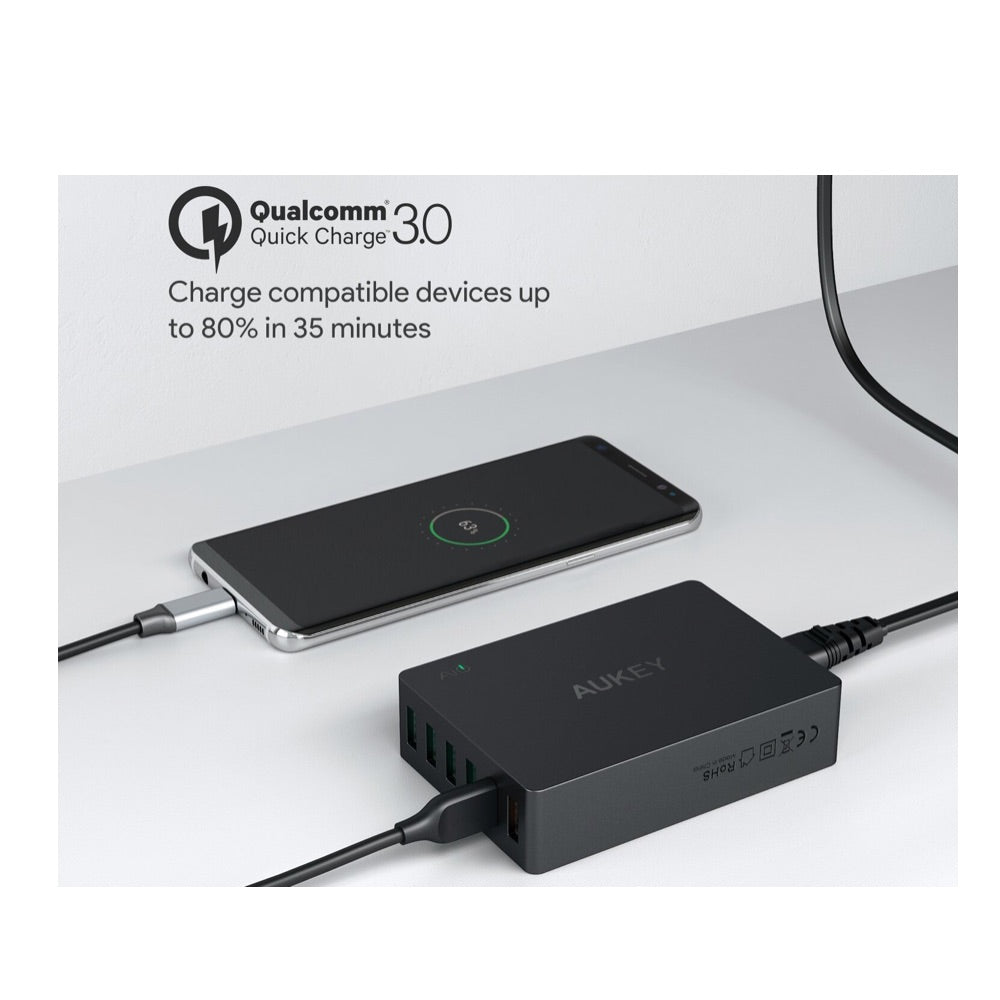 Cargador Aukey Estacion 6 Puertode 60w con Chip Intelite QC 3.0 USB Charging Station — foto 5