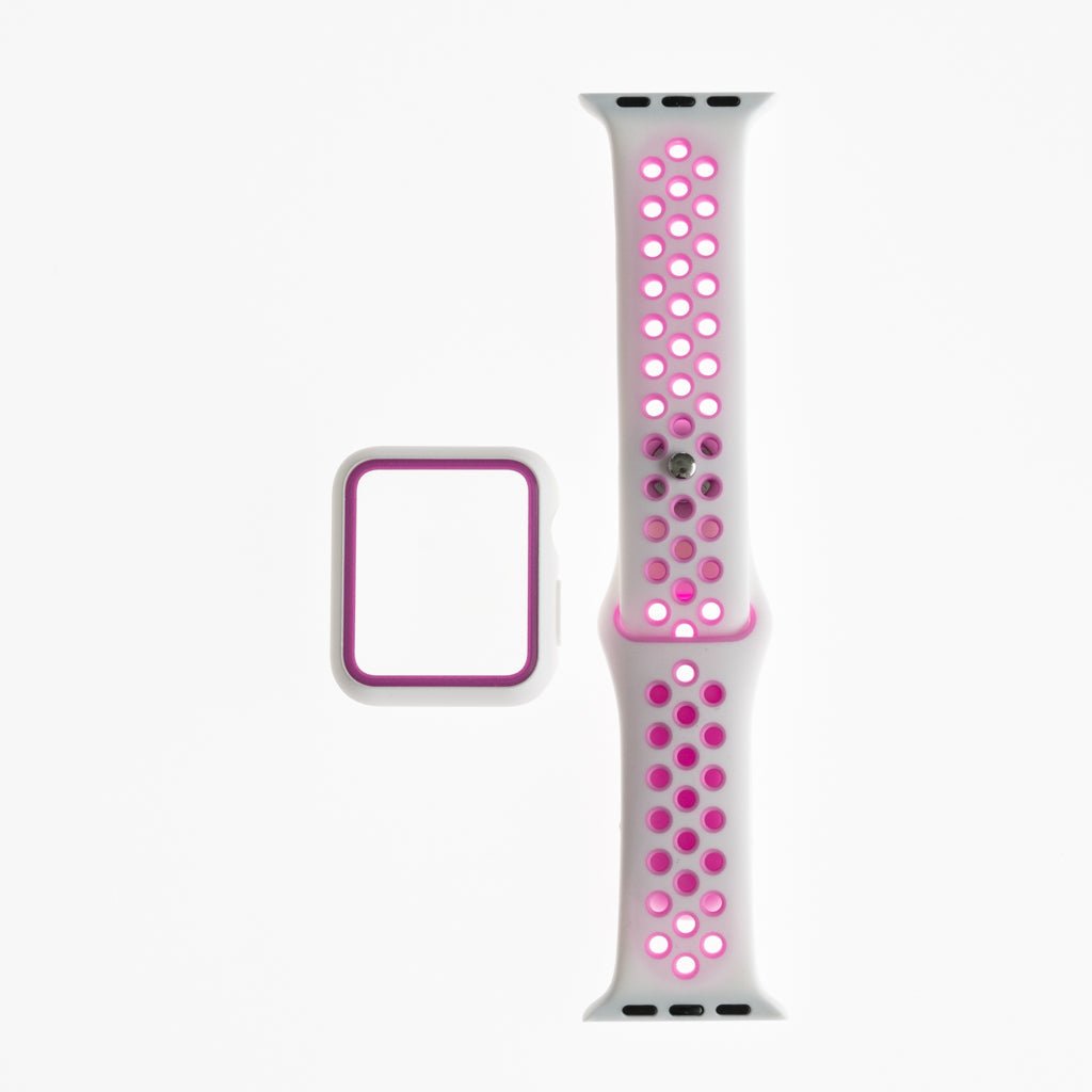 Accesorio Generico Pulsera Nike con Bumper Apple Watch 44 Mm Color Blanco / Fucsia