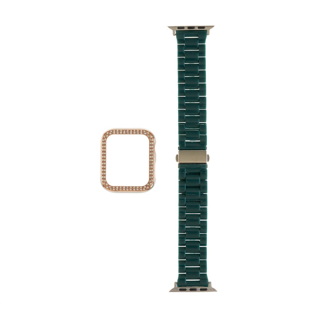 Accesorio Generico Pulsera con Bumper de Diamantes Apple Watch 45 Mm Color Verde Marfil — foto 2