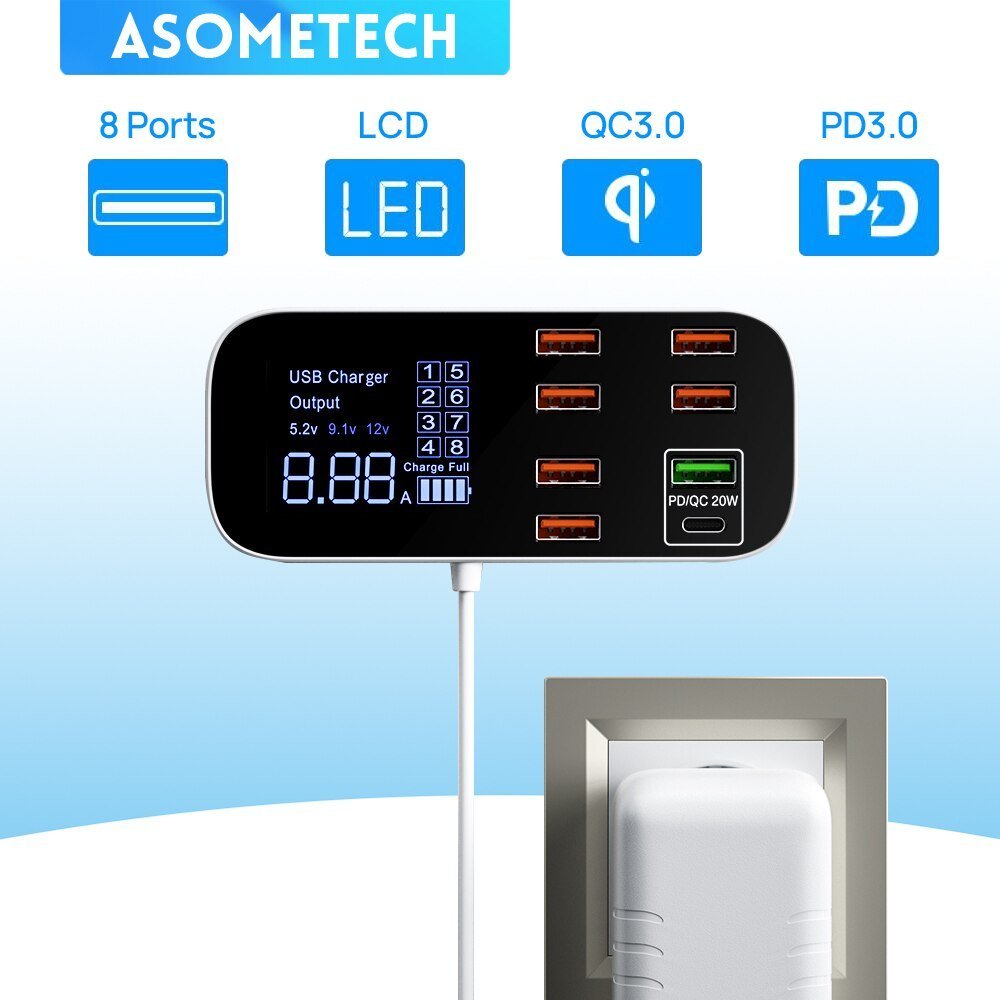 Ultra Thin 8 Puertos Display Cargador Modelo Wlx-a9d — foto 4