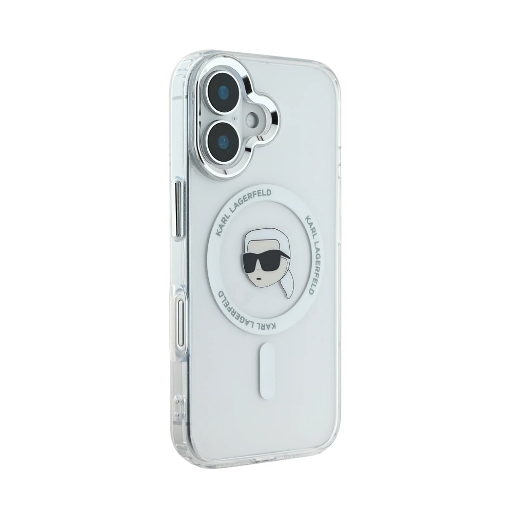 Estuche Karl Lagerfeld Hc MagSafe Iml Metal K. Head White iPhone 16 — foto 2