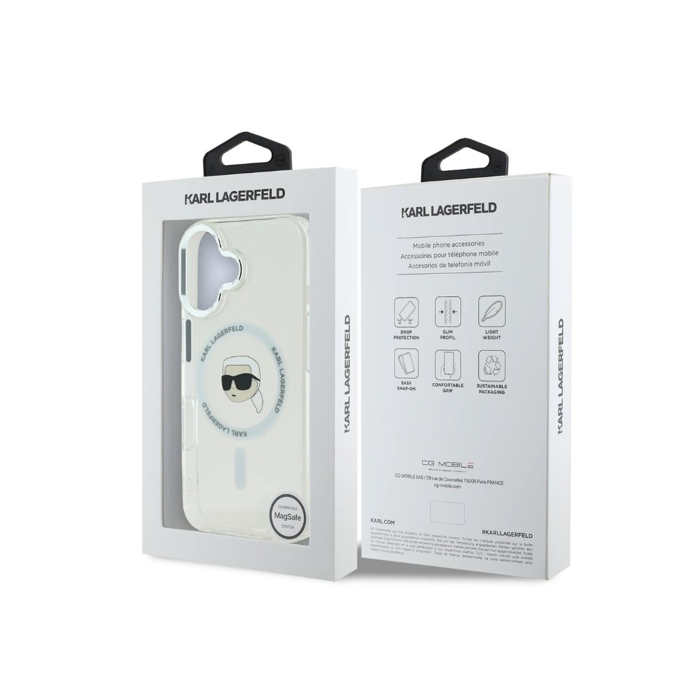 Estuche Karl Lagerfeld Hc MagSafe Iml Metal K. Head White iPhone 16 — foto 4
