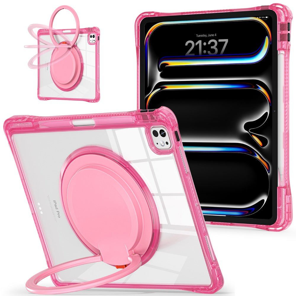 Estuche Transparent B Series Modelo iPad Pro 13 2024 Color Fucsia con Strap