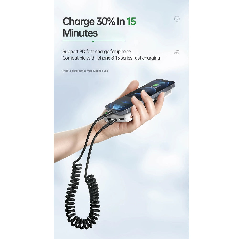 Cable McDodo Lightning Ca-1960 36w PD Type C To Lightning Car Spring Colocho Cable Color Negro — foto 5