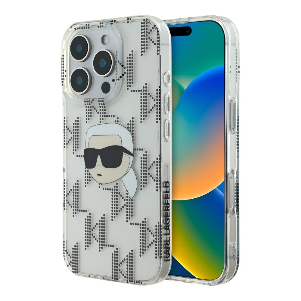 Estuche Karl Lagerfeld Skin iPhone 16 Pro Max Karl Hc Iml K. Head Monogram Electroplated Color Transparente