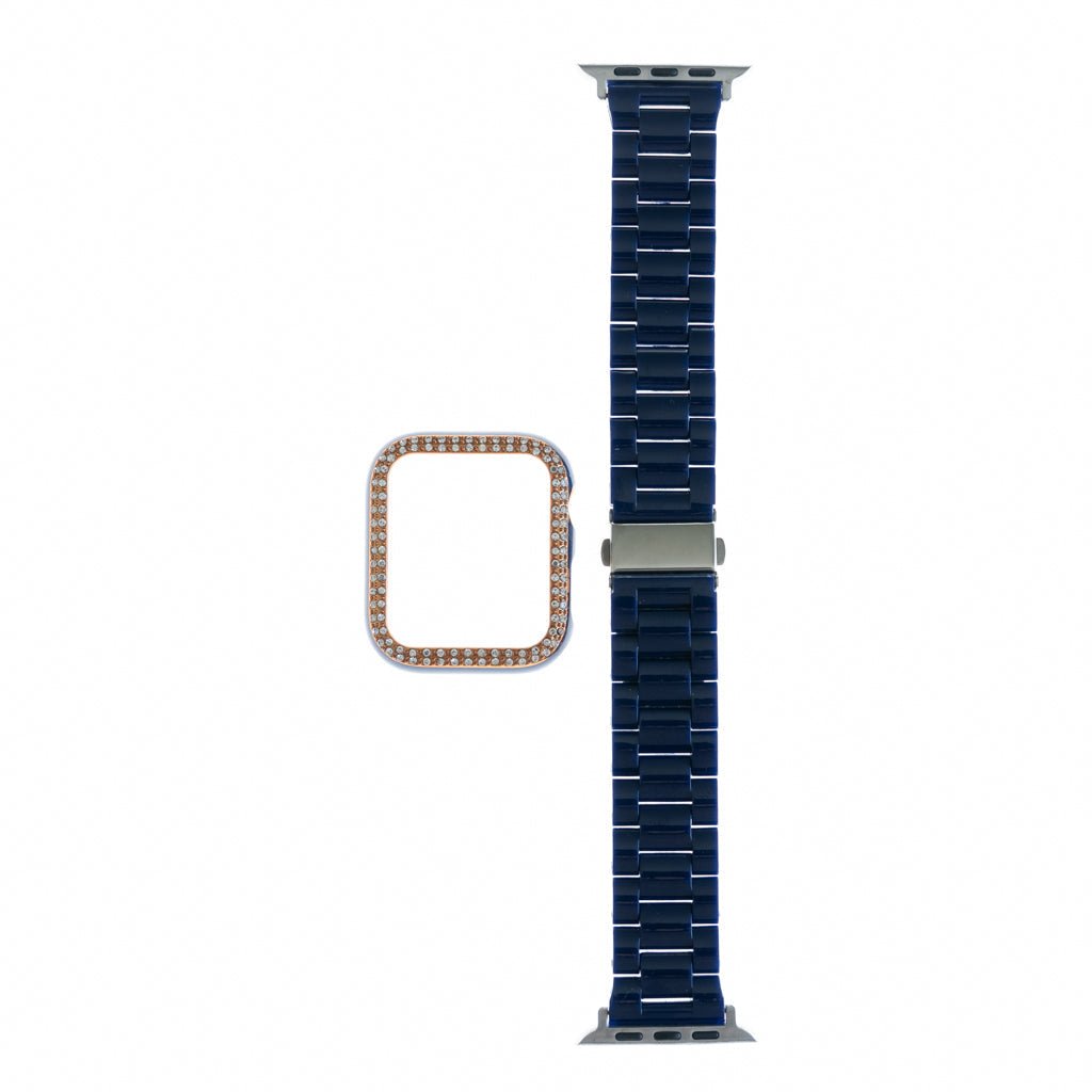 Accesorio Generico Pulsera con Bumper de Diamantes Apple Watch 38 Mm Color Azul Marino