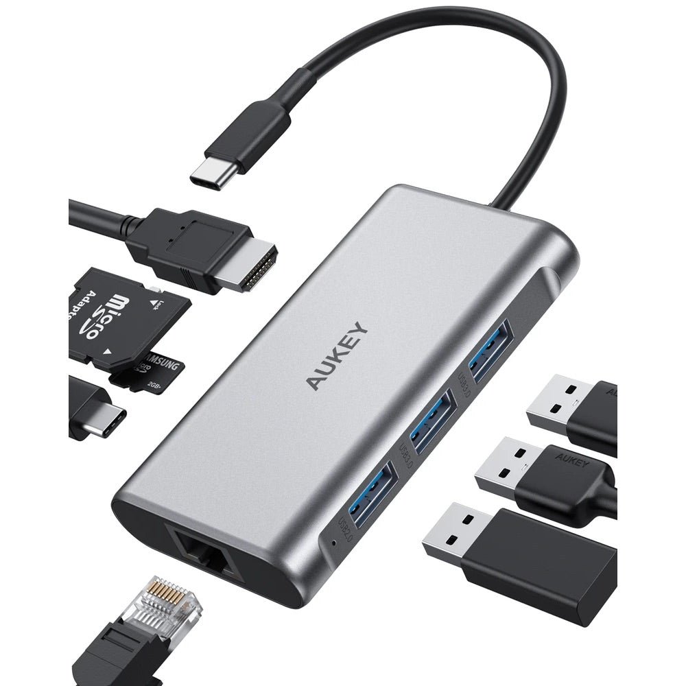 Adaptador Aukey Hub 8 en 1 con USB C para Tablet o Computadora — foto 2