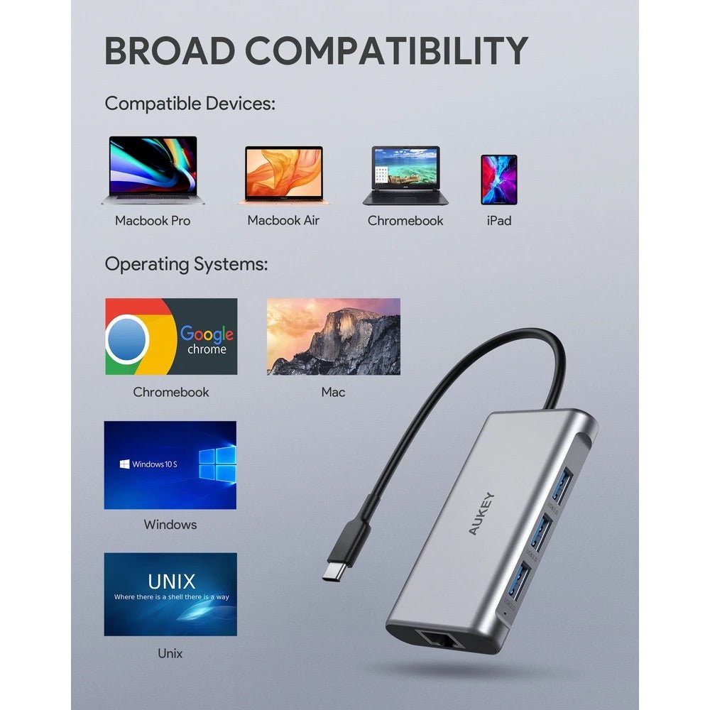 Adaptador Aukey Hub 8 en 1 con USB C para Tablet o Computadora — foto 3