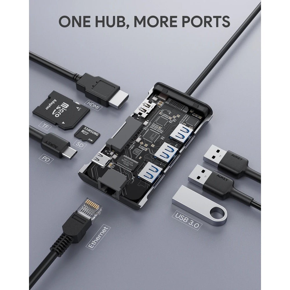 Adaptador Aukey Hub 8 en 1 con USB C para Tablet o Computadora — foto 4