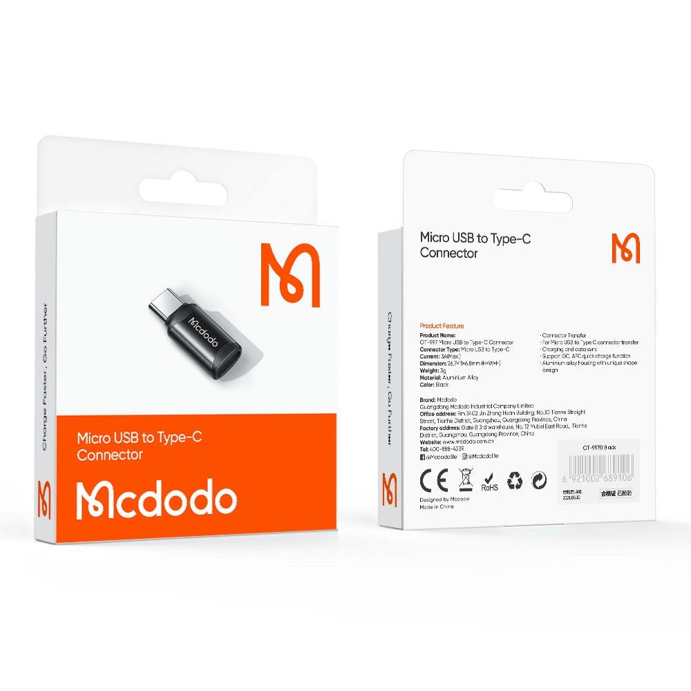 Cable McDodo Adaptador Otg Micro a Tipo C — foto 3