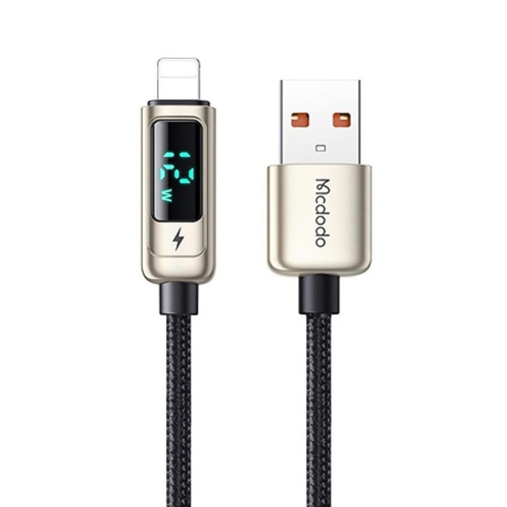 Ca-9941 1.2m Largo iPhone LED con Pantalla de Medicion USB a Lighting Fast Charger 3a Gris