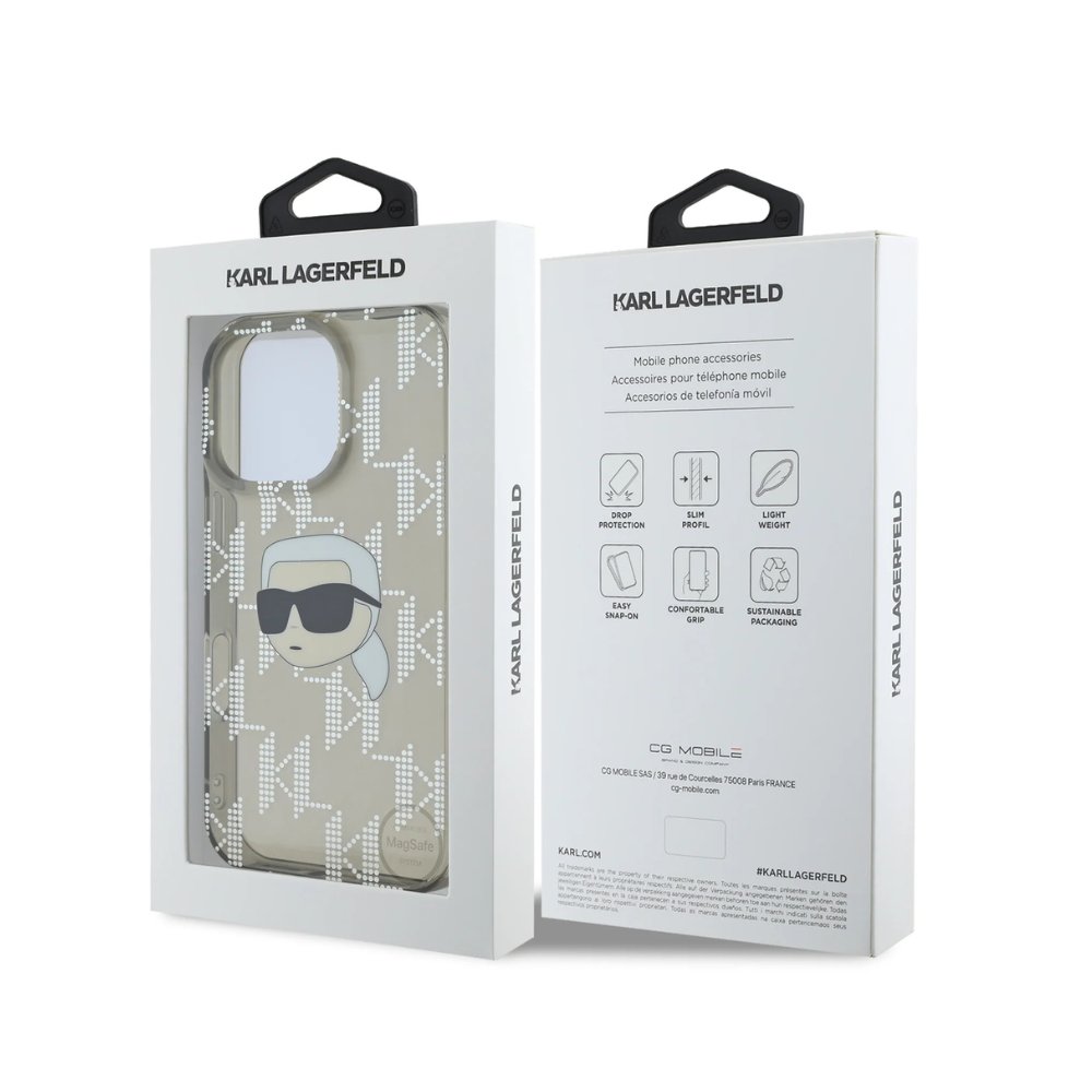 Estuche Karl Lagerfeld Hc Iml K. Head Monogram Electroplated Black iPhone 16 Pro Max — foto 4
