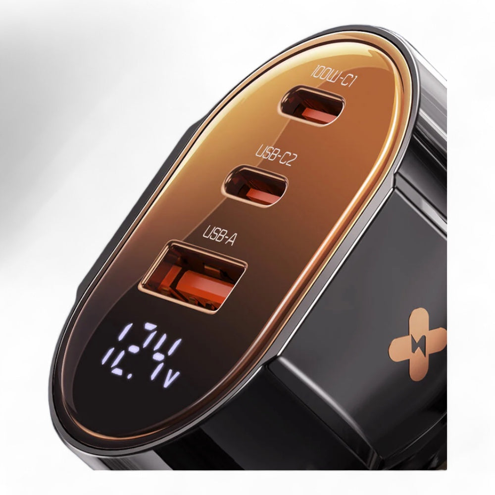 Cargador McDodo Carro Cc-2310 100w Pd Car Charger - Prism Series (3 Ports, Digital Display) Color Negro — foto 5