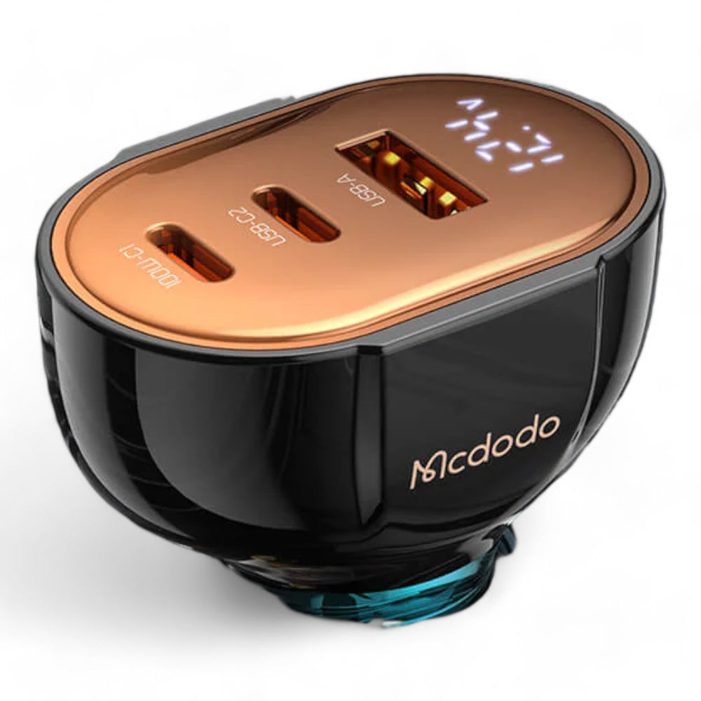 Cargador McDodo Carro Cc-2310 100w Pd Car Charger - Prism Series (3 Ports, Digital Display) Color Negro — foto 7
