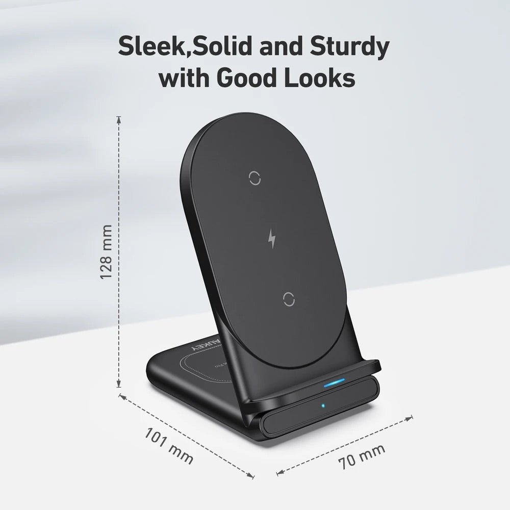 Cargador Aukey Inalámbrico 2 In 1 Wirelesfast (Bk / Wh) Color Negro — foto 4