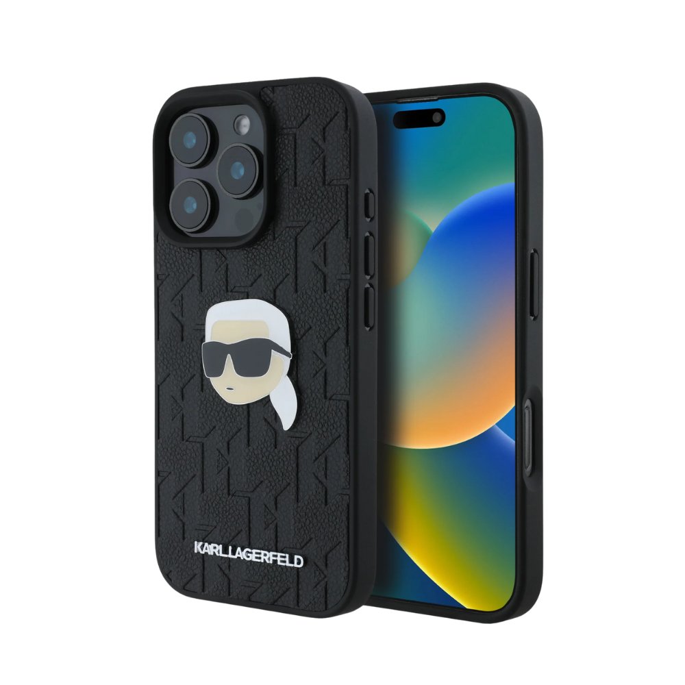 Estuche Karl Lagerfeld Hc Pu Monogram K. Head Pin Black iPhone 16 Pro