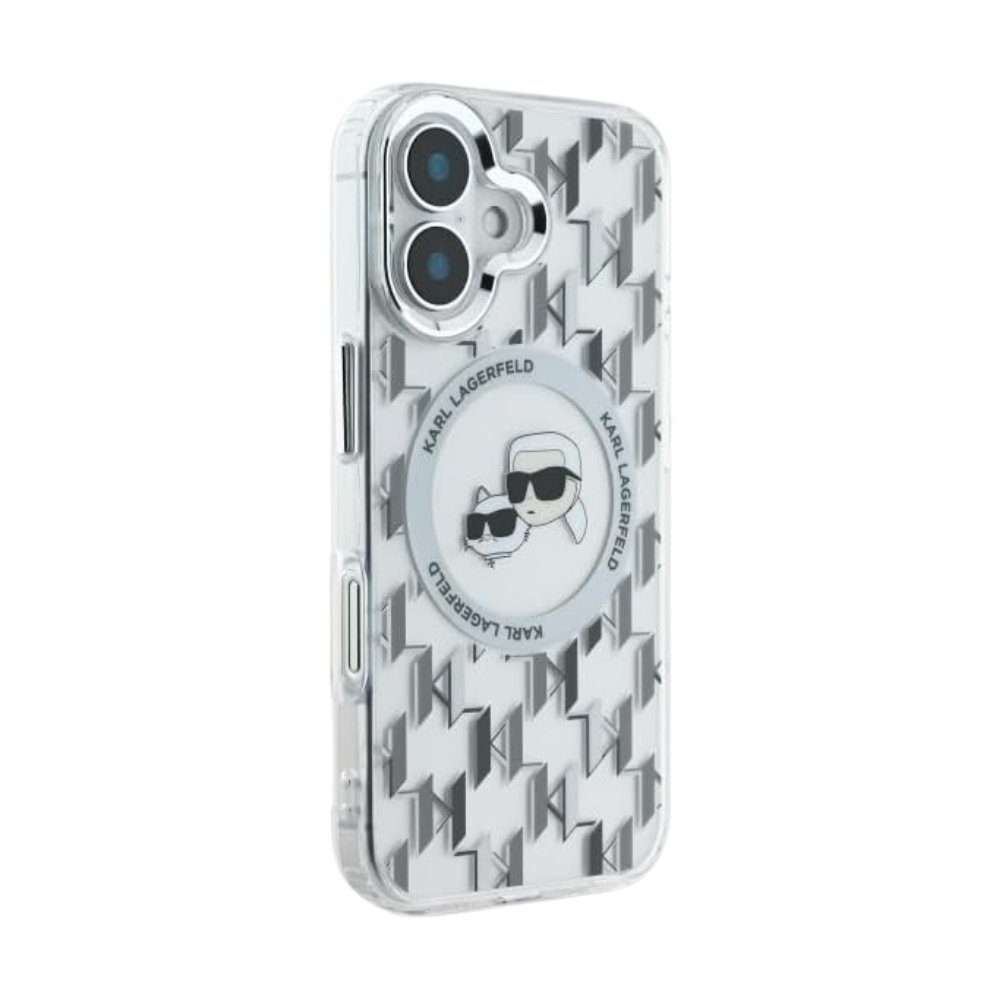 Estuche Karl Lagerfeld Hc MagSafe Iml Metal Monogram Kc Heads Transparent iPhone 16 — foto 2