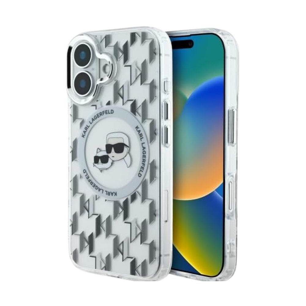 Estuche Karl Lagerfeld Hc MagSafe Iml Metal Monogram Kc Heads Transparent iPhone 16