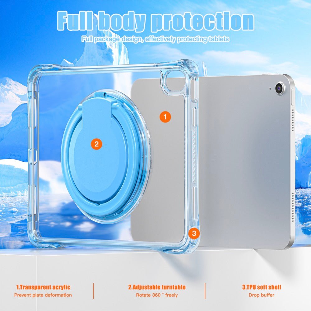 Estuche Transparent B Series Modelo iPad 10 Th Color Celeste con Strap — foto 4