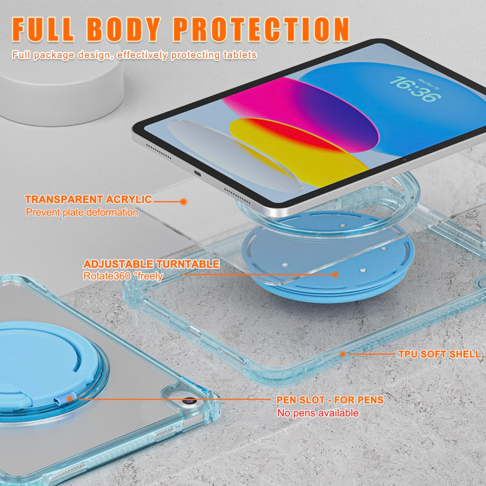 Estuche Transparent B Series Modelo iPad 10 Th Color Celeste con Strap — foto 5