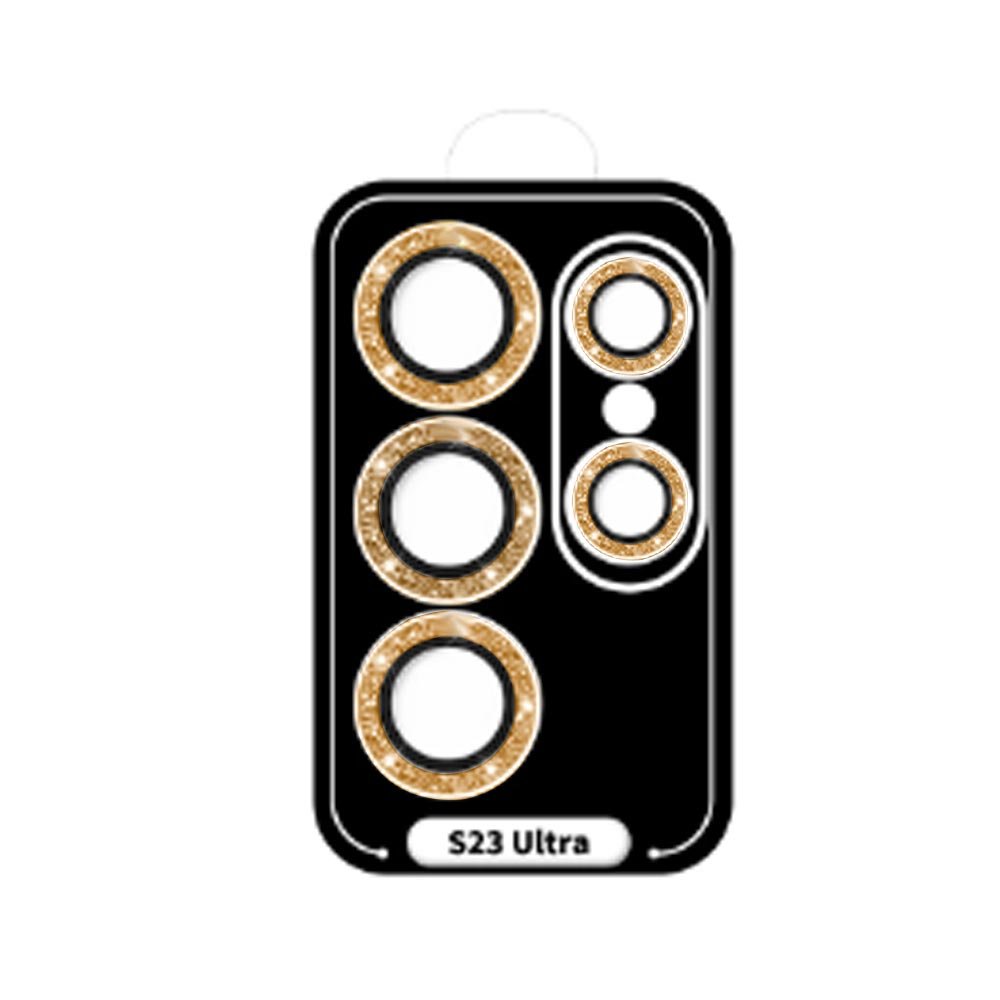 Accesorio El Rey vidrio templado camara galaxy s22 ultra con brillantes color dorado