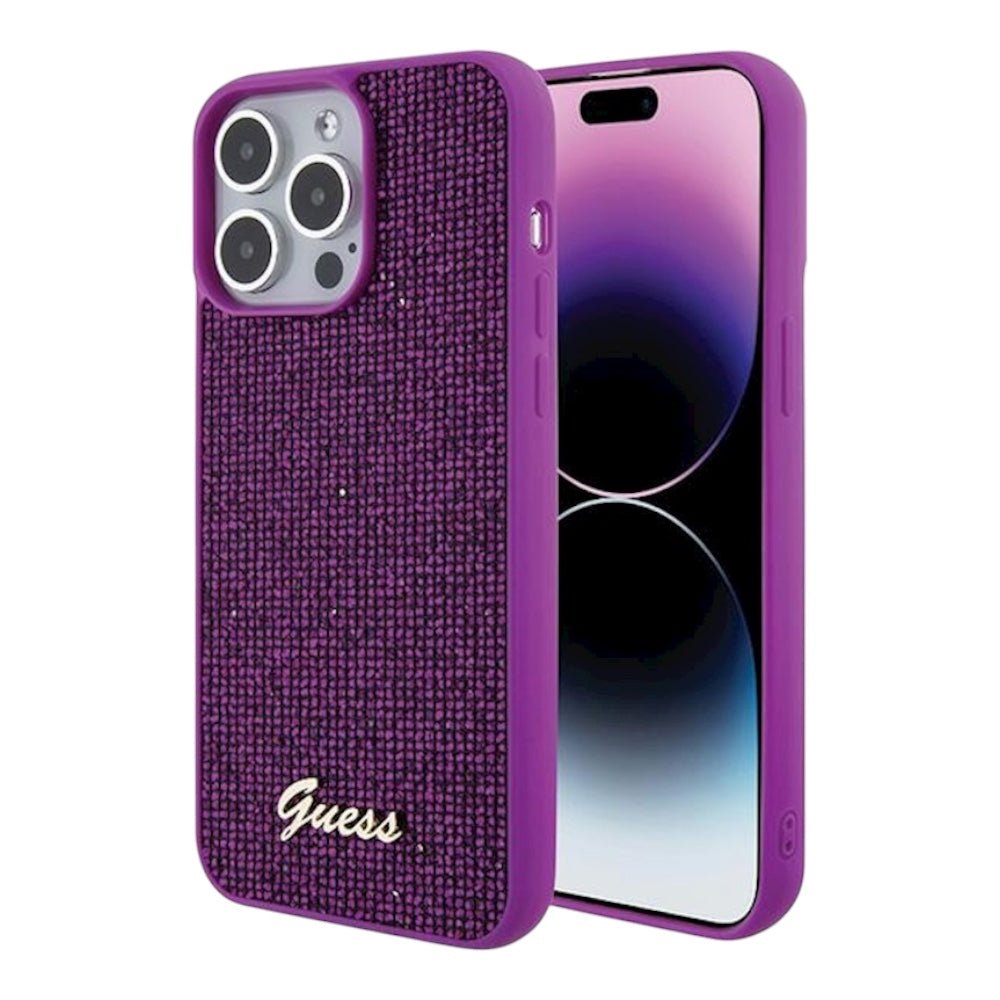 Estuche GUESS Pu Disco Script Metal iPhone 15 Pro Max Color Fucsia