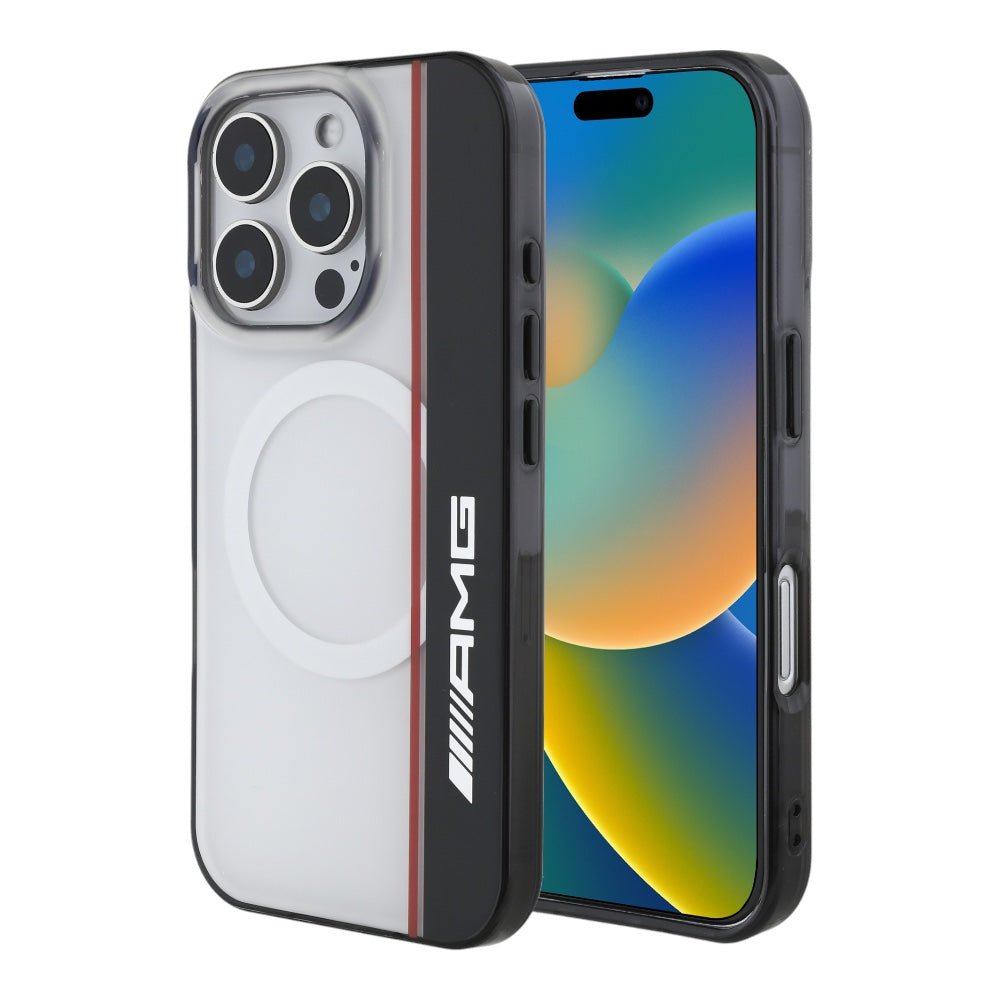 Estuche Amg Skin iPhone 16 Pro Max Amg MagSafe Case Double Layer Bow Lines White Color Blanco — foto 3